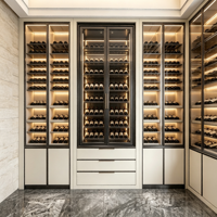 Meuble Bar à Vin Moderne en Bois Massif Blanc et Or avec Porte Vitrée, Taille Personnalisée, Présentoir à Liqueurs pour la Maison