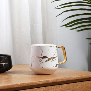 Tazza <span class=keywords><strong>da</strong></span> Cappuccino in Ceramica Effetto Marmo Nero per Ristorante di Lusso, Tazze <span class=keywords><strong>da</strong></span> Caffè Francese con Piattino - Product Image 5