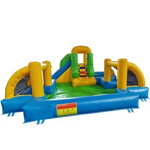 Fiesta de verano para niños en el patio trasero, piscina inflable, fútbol acuático, tobogán acuático inflable y castillo inflable combinados. - Product Image 1