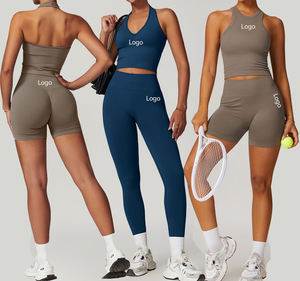Set Sportivo Personalizzato da Donna, Top Corto e Leggings per Palestra, <span class=keywords><strong>Taglie</strong></span> Plus, Abbigliamento Fitness Attivo Senza Cuciture, Set Yoga Personalizzato - Product Image 2