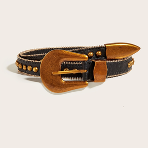 حزام من الجلد الصناعي مرصع بتصميمات مرصعة بالخرز للفتيات من 3 قطع بحزام ومشبك من الجلد الصناعي للنساء - Product Image 2