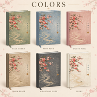 Carnet à couverture rigide personnalisé A5, journal à fleurs de cerisier, style japonais vintage, ligné, carnet personnalisé pour cadeaux