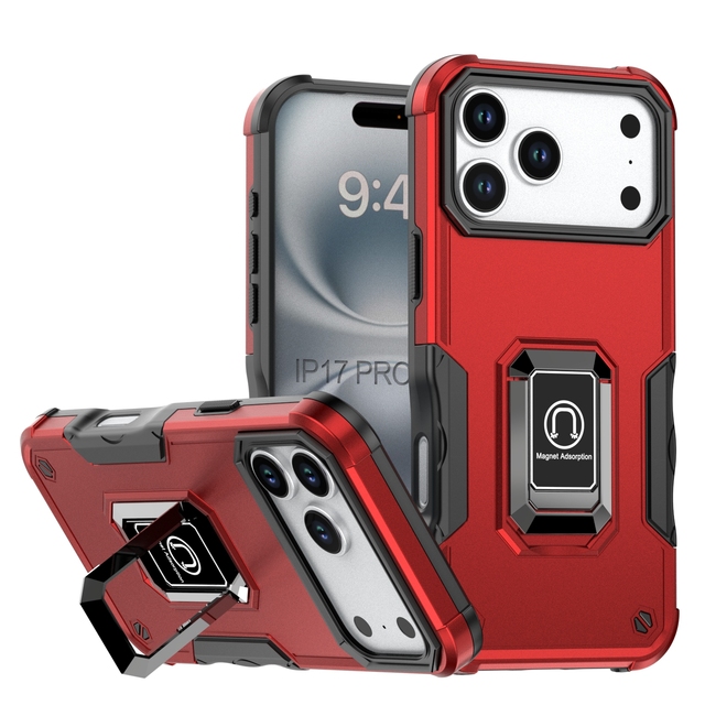 Portable Ring Kickstand Phone Case Shockproof TPU PC Bumper Cover For iPhone 17 16 15