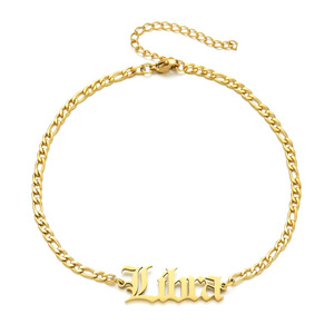 Tobilleras de Acero Inoxidable con Letras Inglesas en Oro de 18K, Adornos para Pies de Mujer, Joyería Simple que Combina con Todo - Product Image 3