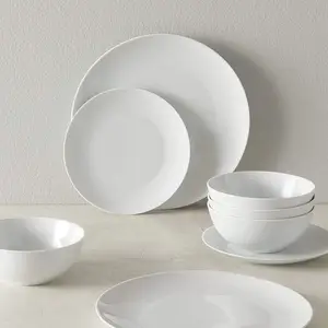 Piatti da pranzo per hotel di nozze rotonde cena in porcellana di lusso opalware in vetro bianco puro ceramica piatti set stoviglie