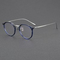 Montura de Gafas Redondas N054 de Acetato y Titanio para Hombre y Mujer, Montura de Gafas Ópticas Retro Vintage, Gafas con Logotipo Personalizado