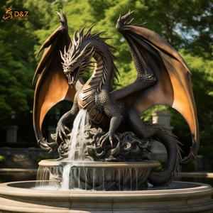 Giardino esterno decorare mitologia romana arte metallo drago scultura grande bronzo medievale statua del drago cascata fontana di acqua - Product Image 1