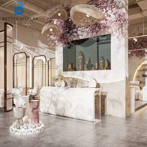 Modern Beauty Salon Decoration Design Beauty Salon Furniture Barber Shop Mirror Station Custom <strong>Reception</strong> Desk For Beauty Salon - Product Image 5