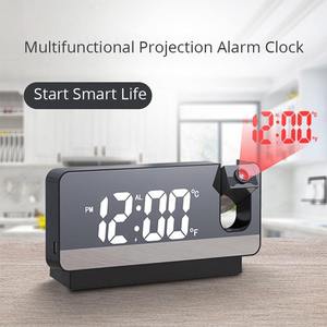 Réveil numérique à LED rotatif avec projection USB, projecteur électronique de plafond pour chambre à coucher, chevet, bureau - Product Image 4