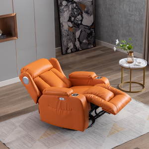 Sillón Reclinable Giratorio y Mecedora de Cuero con Masaje, Respaldo Alto y Portavasos para Casa Inteligente, Calidad de Lujo Personalizada - Product Image 6