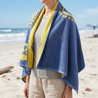 Premium Custom Logo Oversized Cotton Beach Towel Woven Striped Jacquard Design Soft & Absorbent Large Pool Bath