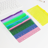 A6 pochette à fermeture éclair, poudre à paillettes transparente, 6 trous, manchon en plastique PVC, feuille transparente de protection, classeur à feuilles mobiles, recharges de documents