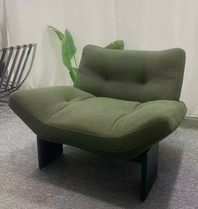 Sillón Moderno para Sala de Estar, Tapizado en Tela Verde, Respaldo Acolchado, Patas de Madera, Estilo Casual, Muebles para el Hogar - Product Image 2