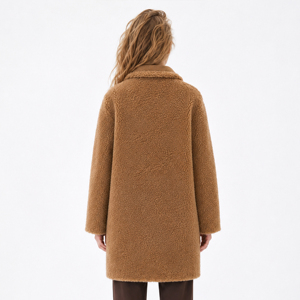 Abrigo <span class=keywords><strong>de</strong></span> Lana Reversible para Mujer Boying, Invierno 2025, Nuevo Modelo, Cálido, con Solapa y Forro <span class=keywords><strong>de</strong></span> Borrego, Personalizado, OEM, ODM, Venta al Por Mayor - Product Image 2