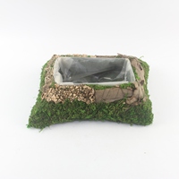 Jardinières en rotin coeur de mousse Kit de pot de fleur carré en forme de rond Décoration de pépinière extérieure de jardin à la maison en fibre végétale