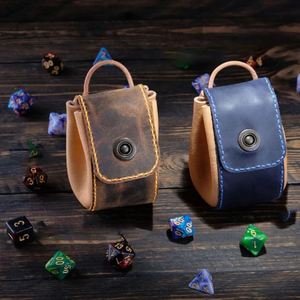 Leather Drawstring Pouch <b>Small</b> Drawstring Dice Pouches Storage Bags Vintage Dice Gift Bag - Product Image 3