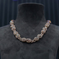 Chaîne QIQING de luxe en argent S925 avec micro-incrustation de moissanite brillante, style Cuban Link Infinity, coupe poire, pour hommes et femmes, Hip Hop