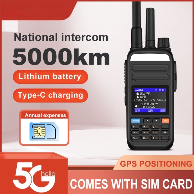 Handheld Walkie Talkie 4G 5G Portable Intercom with Long Standby No Distance Limit Effective Ran Over 5000KM