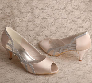 (23 Colori) <span class=keywords><strong>Scarpe</strong></span> da Donna All'Ingrosso con Tallone Aperto in Raso <span class=keywords><strong>Nude</strong></span> - Product Image 4