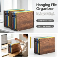 Organizador de Archivos Colgante de Metal y Madera, Caja de Gran Capacidad para Documentos, Contenedor para Clasificar Documentos de Negocios, para Sala de Estudio