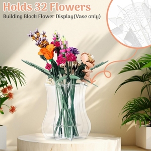Jarrón de acrílico personalizado para rompecabezas, compatible con Lego, colección botánica, regalo para adultos, expositor para rosas, orquídeas y girasoles - Product Image 2