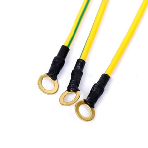 带环形端子的黄/绿接地电缆组件，绝缘接地跳线线束，定制长度和规格 - Product Image 5