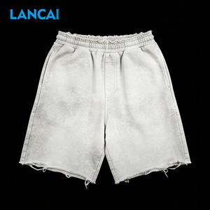 Conjunto Deportivo Lancai de Dos Piezas, Transpirable, Ligero, Reversible, Estilo Hip Hop, Lavado Ácido, con Estampado en Relieve y Corte Recortado, 100% Algodón - Product Image 3