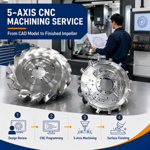 Rueda de Compresor de Turbina de Aluminio Mecanizada por CNC de 5 Ejes AS9100 de Alta Precisión Personalizada para la Industria Aeroespacial, Aviación o Cruceros - Product Image 5