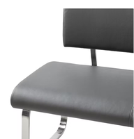 Banc de salle à manger gris en cuir synthétique avec pieds chromés Bancs rembourrés Dossier Tables à manger Bureau à domicile Utilisation en atelier