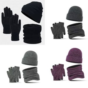 3Pcs <b>Beanies</b> Hat Glove Scarf Sets Unisex Knitted Cap <b>Beanie</b> Bulk Winter Gloves <b>Fleece</b> Neck Warmer Promotional Gift - Product Image 1