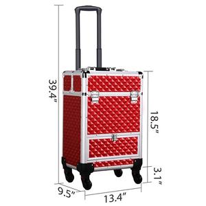 Mallette de transport de rangement de beauté, chariot en aluminium pour femmes, boîte de beauté professionnelle, trousse de voyage pour coiffeuse - Product Image 4