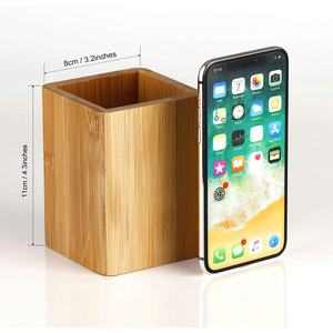 Bambus Holz Schreibtisch Stift halter Ständer Niedlichen Tisch Stift halter Mehrzweck Verwendung Bleistift Cup Pot Desk <span class=keywords><strong>Organizer</strong></span> - Product Image 2