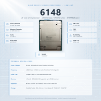 6148 Server CPU 20 Core 2.4GHz LGA3647 27.5MB SR3B6 150W Virtualisasi Cloud Web Edge HPC IT Big Data
