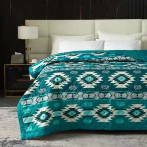 Southwest Luxus Großhandel Mikro faser Türkis Quilt Bettlaken Polyester Abdeckung Tages decke