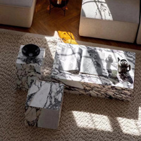 Table basse de luxe haut de gamme en marbre naturel avec bordure, ensemble de plusieurs pièces