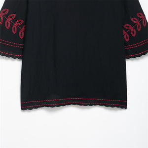 Taop & ZA 2025ฤดูร้อนใหม่เสื้อเชิ๊ตแขนสั้นย้อนยุคมีปกทรงหลวมปักสีตัดกันเสื้อ<span class=keywords><strong>ขอบ</strong></span><span class=keywords><strong>หยัก</strong></span>แขนสั้นมีรู5107071 5107072 - Product Image 5