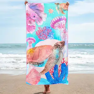 OEM Customization Factory Manufacturer Square Rectangle Quick-Dry Microfiber Print Custom Beach Towels