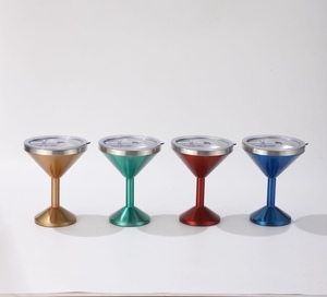 Chân Không Kín Kim Loại Margarita Thủy Tinh Với Nắp 310Ml Cách Điện Phẳng Cốc Cốc Thép Cho Kỳ Nghỉ Hồ Bơi Và Bãi Biển Cốc Lạnh - Product Image 5