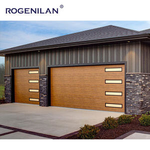 Portes <span class=keywords><strong>de</strong></span> <span class=keywords><strong>garage</strong></span> résidentielles électriques sectionnelles en aluminium mousse à grain <span class=keywords><strong>de</strong></span> bois, design moderne et écoénergétique - Product Image 4