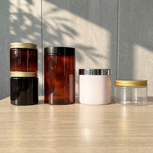 Wholesale Clear & Amber PET Plastic Cosmetic <b>Jars</b> with Aluminum/Plastic Lids 50g-1000g Wide Mouth Skincare Packaging Pots - Product Image 4