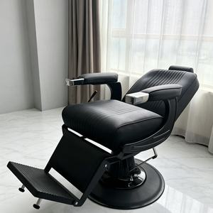 Fauteuil de barbier en cuir PU noir, hydraulique, inclinable, mobilier de salon, base ronde robuste, chaise de coiffure - Product Image 3