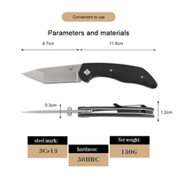 Couteau pliant Bochen Tanto avec clip de poche profond, couteau de poche EDC, manche en plastique, finition Stone Wash, couteau pliant d'extérieur avec clip de poche