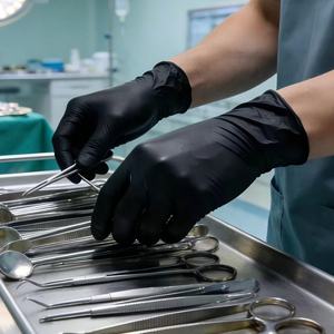Gestructureerde nitril handschoenen, latexvrij, medisch onderzoek, zwart, wegwerpbaar, poedervrij, 4mil nitril handschoenen voor ziekenhuizen - Product Image 3