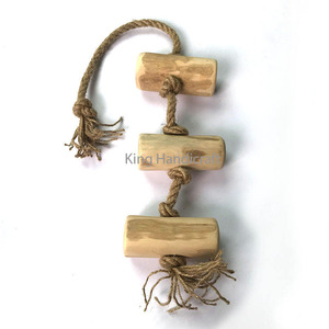 Natural Coffee Tree Wood Dog Chew with Tough Hemp <b>Rope</b> Interactive Pet Tug Toy for Dental Cleaning Non-Toxic Dog Toys - Product Image 1