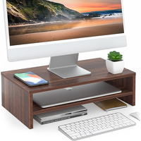 Support de bureau en bois à 2 couches Riser pour moniteur Petits objets Étagère de finition Écran d'ordinateur portable Organisateur de bureau pour le bureau