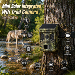 กล้องวงจรปิดภายนอกอาคาร WiFi สำหรับโซลาร์เซลล์ในตัว ความละเอียด 4K 64MP CMOS กันน้ำ IP66 ระยะตรวจจับ PIR 90 ฟุต  ตอบสนองใน 0.3 วินาที หน้าจอ 2 นิ้ว รุ่น Scout - Product Image 1