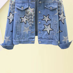 Veste en jean personnalisée à la mode de 2 à 14 ans avec patchs à paillettes Veste en jean lavée pour enfants - Product Image 3