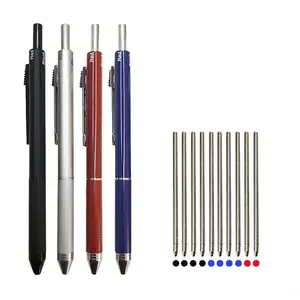 多色笔芯黑色红色蓝色圆珠笔金属4合1多功能笔4色笔带0.5毫米自动铅笔