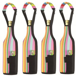 Neoprene Wine <b>Bottle</b> Cooler Bag with Two Zippers Single 750ml Champagne <b>Bottle</b> Cover Sleeve Handle Opener Pocket - Product Image 2