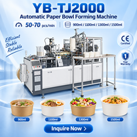 Machine de production de bols en papier YB-TJ2000, 50-70 pièces/min, équipement automatique de formage de bols alimentaires en papier kraft